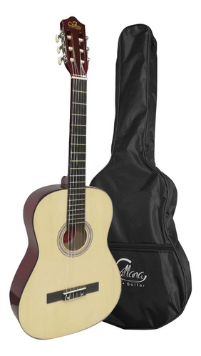 Guitarra Clasica Grande 39 Pulga Con Funda Sevillana Natural Gris
