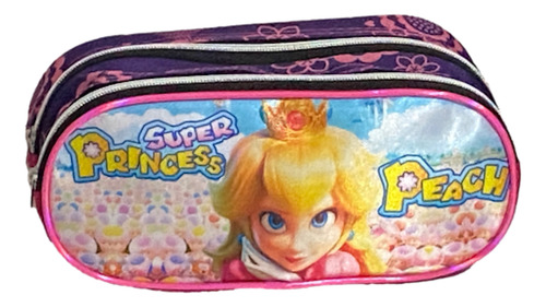 Lapicera Princesa Peach Escolar Con Doble Cierre Resistente