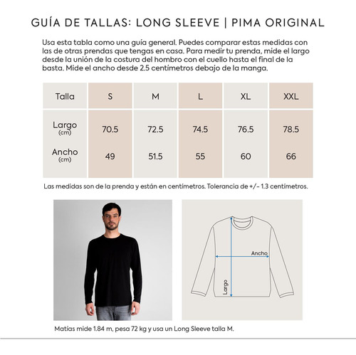 Polo 100% Algodón Pima Cuello Redondo Manga Larga