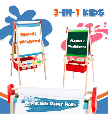 Pizarra Y Pizarra Magnética 3 En 1 Easel Rundad Para Niños