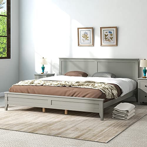 Cama King Size Moderna Con Plataforma De Madera Maciza C