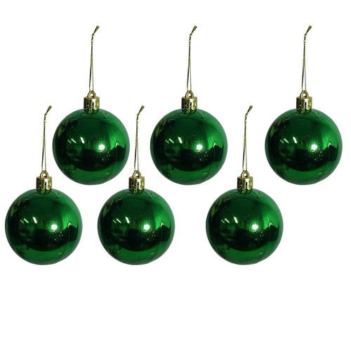 Esferas Metalizadas Lisas 6 Unidades / Adornos De Navidad - 