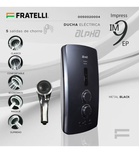 Ducha Española Metal Black Im9ep - Alpha