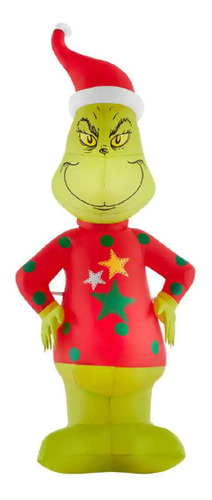 Grinch Santa En Sueter Inflable De Navidad Por Gemmy