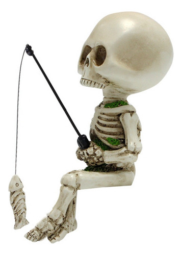 Estatua De Pesca De Calaveras De Resina Con Forma De Esquele