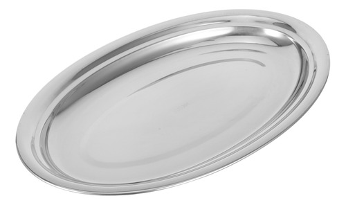 Plato Llano Ovalado De Acero Inoxidable: Plato De Metal Fáci