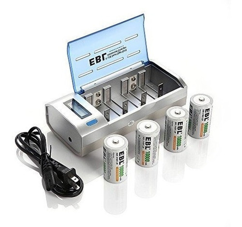 Ebl Baterias Recargables D Cells 10000mah 4 Unidades Con Car