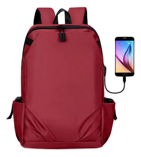 Mochila Oxford Superligera Para Hombres, Impermeable Escolar Color Rojo