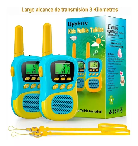 Walkie Talkies para niños, paquete de 3 unidades de 22 canales de radio de  2 vías con linterna y pantalla LCD, walkie talkies de alcance de 3 millas