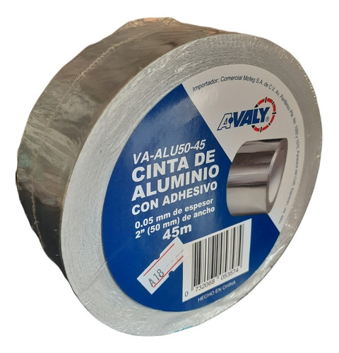 Cinta De Aluminio Con Adhesivo Avaly 50 Mm X 45 Metros