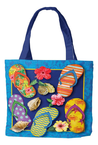 Briarwood Lane Paradise Chanclas Verano Bolso Tote De Lona 1