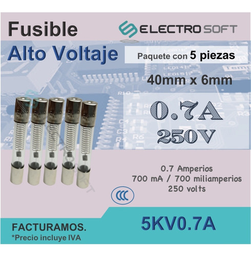 5pz Fusible 0.7a 5kv | 700ma Alto Voltaje Horno Microondas