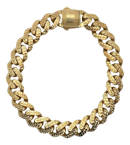 Pulsera Barbada Cubana 14k Kilates Alto Brillo 11mm 21cm 