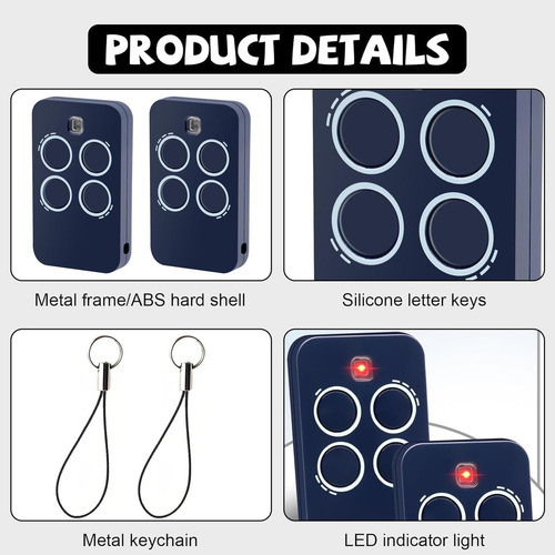 2pcs Controlador De Puerta Garaje, Mando A Distancia