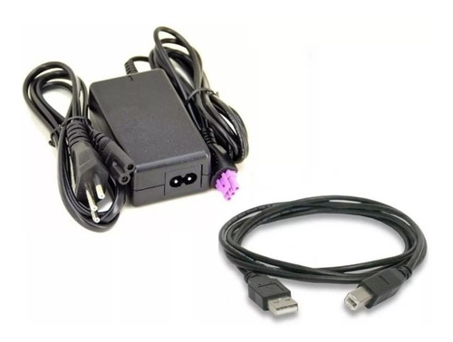 Fonte + Cabo Usb P/ Impressora Hp 2546 Deskjet 22v Plug Roxo