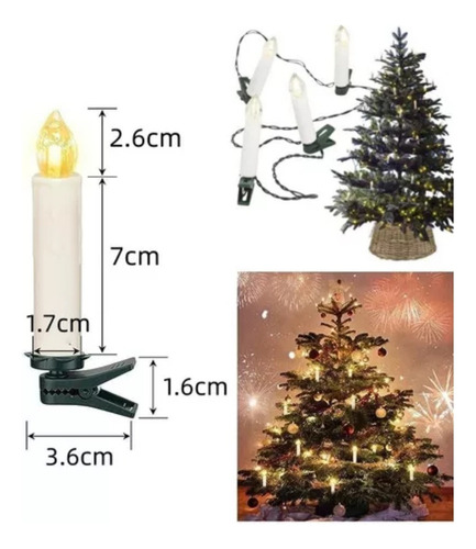20 Luces Led Con Forma De Vela Para Árbol De Navidad Con Cli