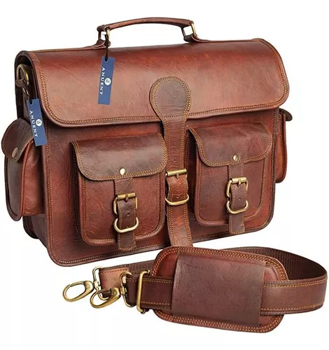 38.1cm Vertical Hombre Vintage Cuero Bolso Mensajero Maletín para Portátil  Bolsa