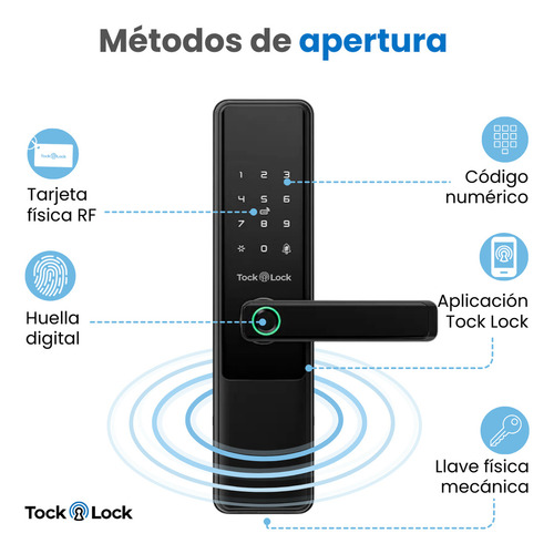 Cerradura Inteligente Chapa Digital De Seguridad Puerta Exterior Tlx20 Tl Negro