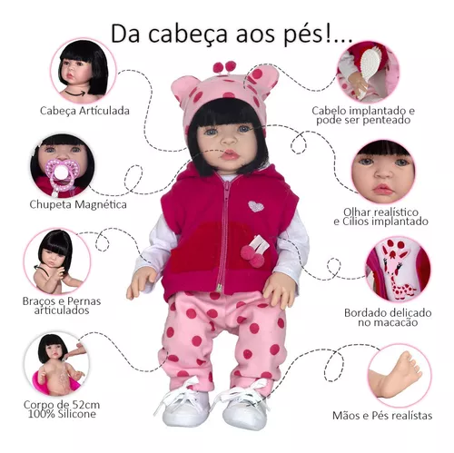 Boneca Reborn Realista Menina Recem Nascida Com Carrinho - USA