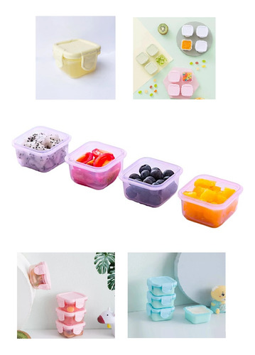  4 Mini Contenedores Recipiente Comida Colación Cocina Toper