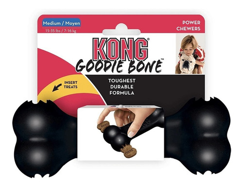 Kong Extreme Goodie Bone Medium Juguete Perro Forma De Hueso Color Negro