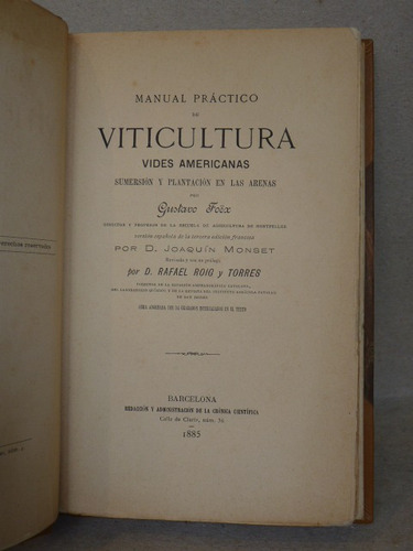 Foëx, G. Manual Práctico De Viticultura. 1885