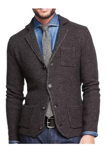 Blazer De Hombre De Punto De Color Liso Con Botones