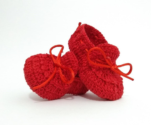 A95 Tenis Sapatinho De Croche Para Bebe Masculino Vermelho
