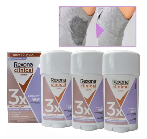 REXONA CLINICAL COMBO COM 3 UNIDADES 58g - NOVA EMBALAGEM - TUBO