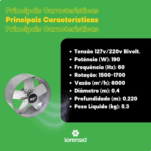 Exaustor 40cm Alta Rotaçao Auto Reverse Bivolt Lorensid