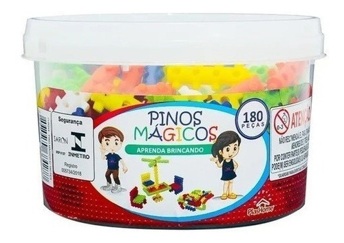 Blocos De Montar Infantil Pinos Magicos 180 Pçs