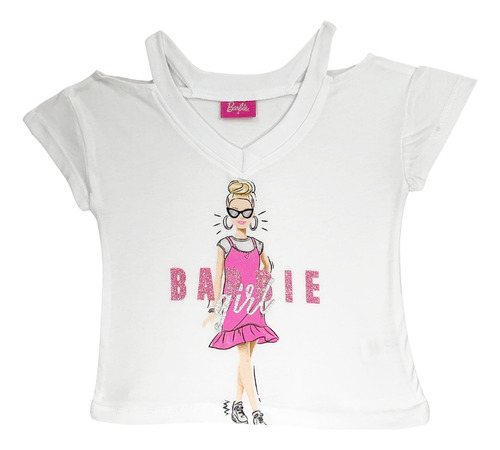 Blusa Barbie En Blanco Con Detalles Estampado