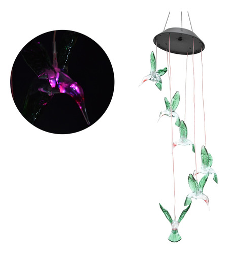 Lámpara Led Colorida Con Campanillas De Viento Con Luz Solar