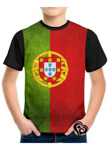 Camiseta Bandeira Portugal Masculina Infantil Blusa