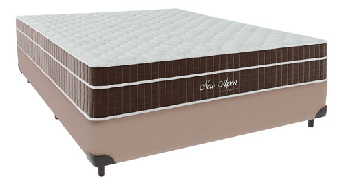 Cama + Box Viúva Bege Colchão New Aspen Comfort Prime