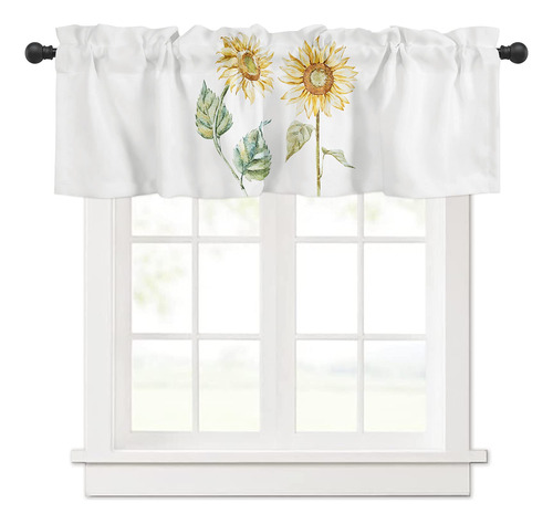 Cenefa Cortina Cocina 54 X 18  Ventana Girasol Amarillo Para