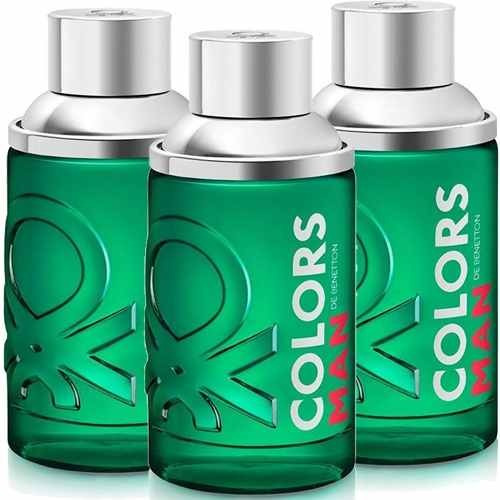 03 Perfumes Colors Green Benetton Masculino Edt 3x100ml