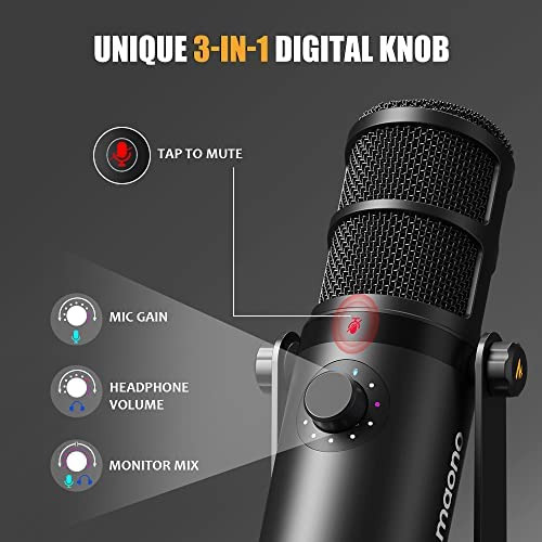 Micrófono Dinámico Maono, Micrófono Para Pc Podcast Con Soft