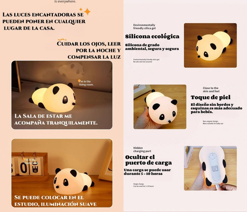 Luz De Noche 3 Niveles Regulable,lámpara Led Animal Lampara Luna Lampara Recargable Led Lampara De Buro Luces Let Panda Lampara De Escritorio Flexible 37v