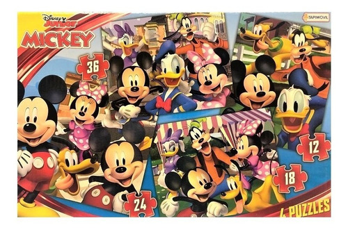 4 Puzzles Rompecabezas Disney Mickey De 12-18-24-36 Piezas