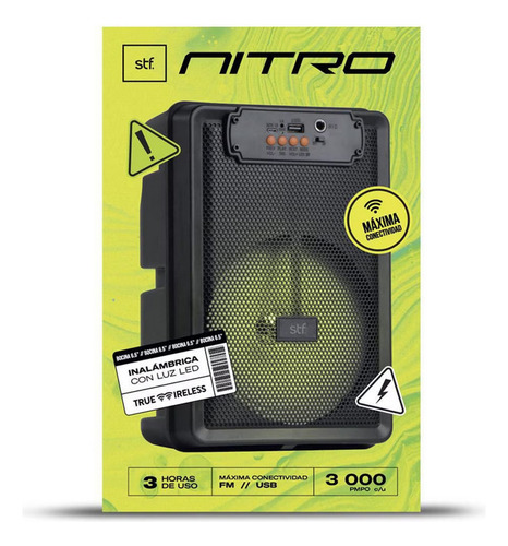 Bocina Stf Inalámbrica Portátil Con Luz Led Nitro Stf Color