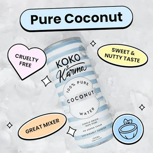 Agua De Coco Koko & Karma - Sin Azúcar Añadido, Pack 12 Lata