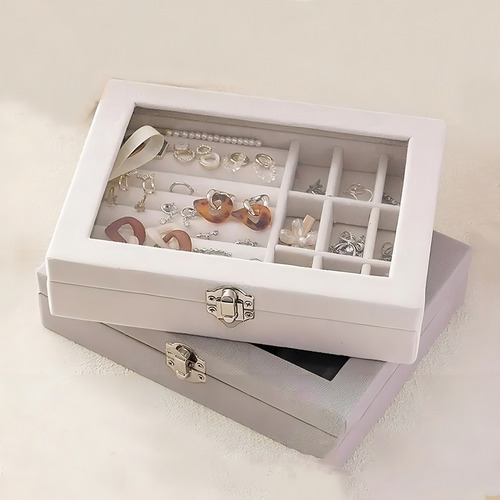Joyero Caja Exhibición Estuche Organizador Joyas Jer Color Blanco