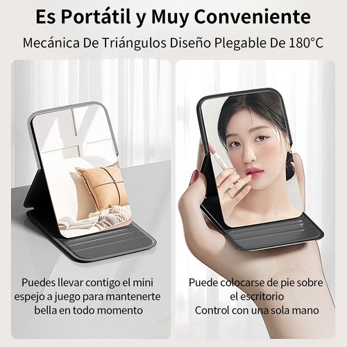 Espejo Para Maquillaje Con Luz Y Espejos Portatil Recargable