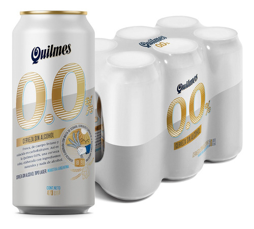Cerveza Quilmes 0.0% Lager lata 473 mL 6 unidades