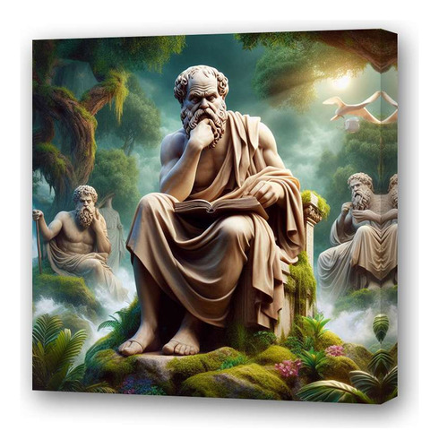 Cuadro 45x45cm Socrates Pensador Filosofo En El Bosque