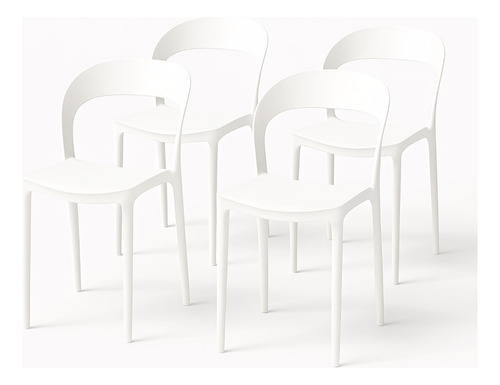 Silla Smile X4 Living Comedor En Prolipropileno Blanco