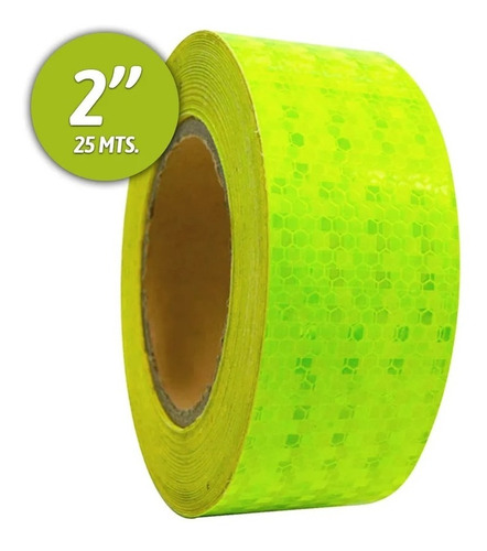 Cinta Reflectante Verde Limon 5cm X25mts (pack X2 Und)