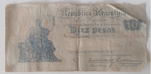 Billete Argentina 10 Pesos Caja De Conversión Bott 1634 #2