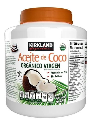 Aceite De Coco Orgánico Virgen Kirkland Signature De 2.48 L
